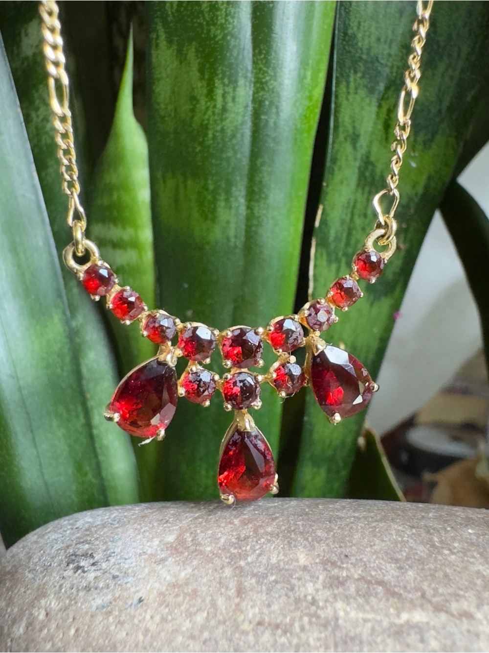 18k Garnet Drop Necklace - Picture 11 of 12